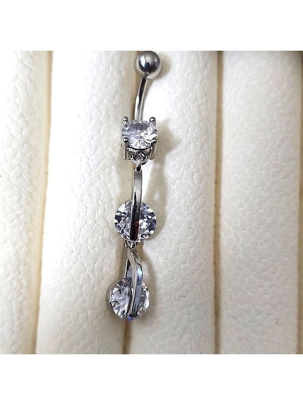 Belly BUTTON RING STAINLESS STEEL  14G  Dangle Gem